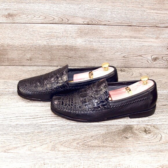 Florsheim Glossy Black Textured Loafers main image 12
